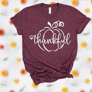 Unisex Pumpkin Thankful Autumn Halloween Tee Top